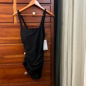 Black Athleta Square Neck One Piece Swimsuit